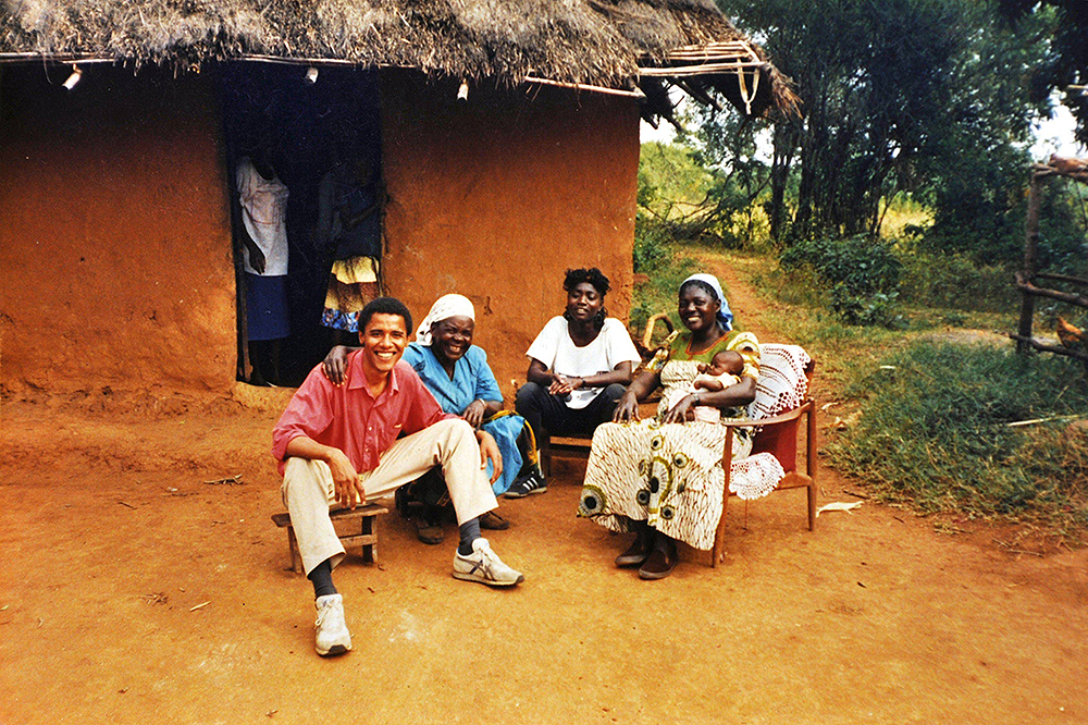 PICTURE ACCOMPANIES EXCLUSIVE INTERVIEW WITH SAMSON OBAMA
Mandatory Credit: Photo by Ins News/Shutterstock (813567g)
Barack Obama at his family home in the Kenyan homestead of Alego. L to R Barack Obama, Grandmother Sarah (80's), Auma Obama (barack's sister) and Kezia Obama (Barack's stepmother, holding baby)
Various Barack Obama family images