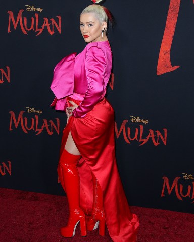 Singer Christina Aguilera wearing a Galia Lahav dress
'Mulan' film premiere, Arrivals, Los Angeles, USA - 09 Mar 2020