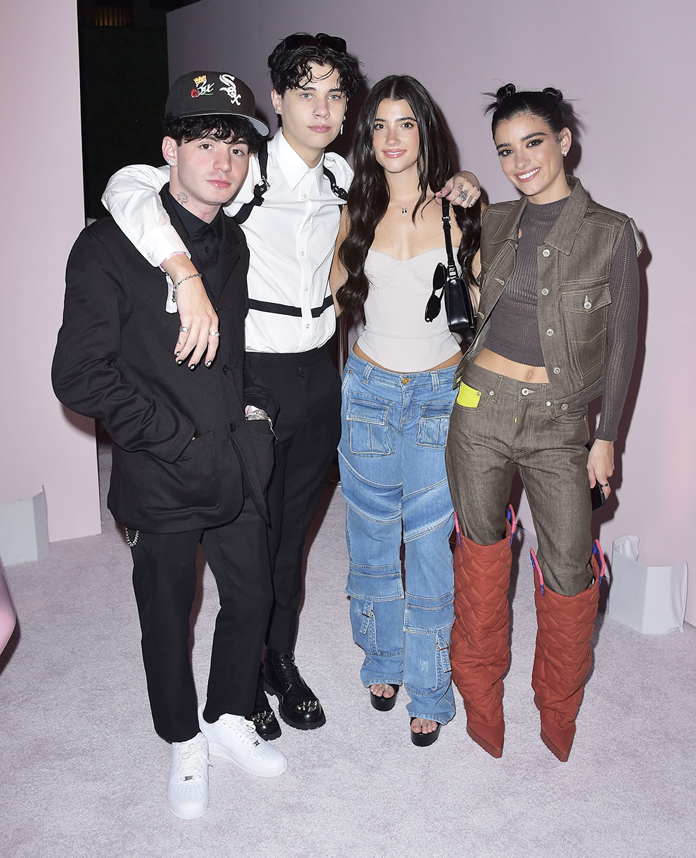 EXCLUSIVE: Sisters Charlie and Dixie Damelio along with Landon Barker attended Kylie Jenners 'Kylie Cosmetics' launch at 'Ulta Beauty' in West wood, CA