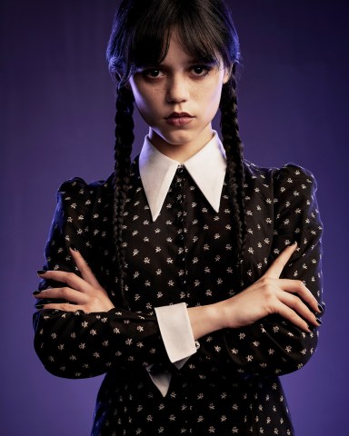 Wednesday. Jenna Ortega as Wednesday Addams in Wednesday. Cr. Matthias Clamer/Netflix © 2022