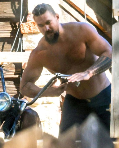 Malibu, CA  - *EXCLUSIVE*  - Actor Jason Momoa goes shirtless as he works on his vintage motorcycles in Malibu. The Aquaman star was seen with his hair pulled backin a pair of shorts and no shirt as he tightened the handlebars on his bike. Jason was recently spotted delivering a Christmas tree to ex Lisa Bonet. According to recent reports Jason is expected to spend part of the holiday together with Lisa with whom he shares 15-year-old daughter Lola and 13-year-old son Nakoa-Wolf.

Pictured: Jason Momoa

BACKGRID USA 22 DECEMBER 2022 

BYLINE MUST READ: RMBI / BACKGRID

USA: +1 310 798 9111 / usasales@backgrid.com

UK: +44 208 344 2007 / uksales@backgrid.com

*UK Clients - Pictures Containing Children
Please Pixelate Face Prior To Publication*