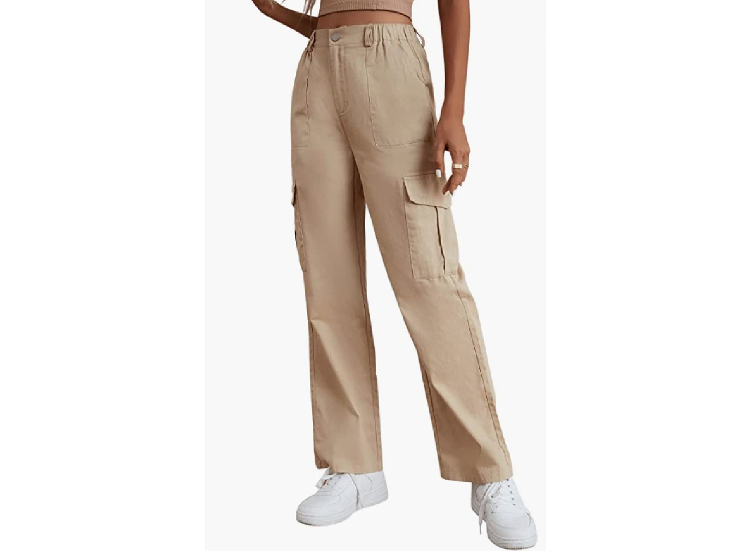 A woman wearing cargo pants.