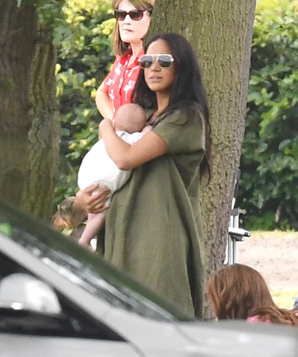 Meghan, Duchess of Sussex, and son Archie attend the King Power Royal Charity Polo Day for the Khun Vichai Srivaddhanaprabha Memorial Polo Trophy at Billingbear Polo Club on Wednesday 10th July.

Pictured: Meghan,Duchess of Sussex,Archie Harrison Mountbatten-Windsor
Ref: SPL5103062 100719 NON-EXCLUSIVE
Picture by: SplashNews.com

Splash News and Pictures
USA: +1 310-525-5808
London: +44 (0)20 8126 1009
Berlin: +49 175 3764 166
photodesk@splashnews.com

World Rights