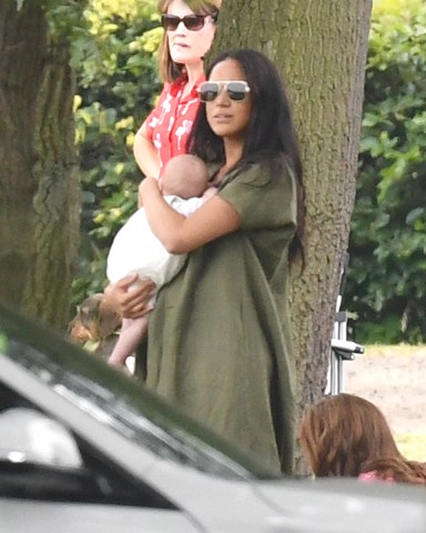 Meghan, Duchess of Sussex, and son Archie attend the King Power Royal Charity Polo Day for the Khun Vichai Srivaddhanaprabha Memorial Polo Trophy at Billingbear Polo Club on Wednesday 10th July.

Pictured: Meghan,Duchess of Sussex,Archie Harrison Mountbatten-Windsor
Ref: SPL5103062 100719 NON-EXCLUSIVE
Picture by: SplashNews.com

Splash News and Pictures
USA: +1 310-525-5808
London: +44 (0)20 8126 1009
Berlin: +49 175 3764 166
photodesk@splashnews.com

World Rights