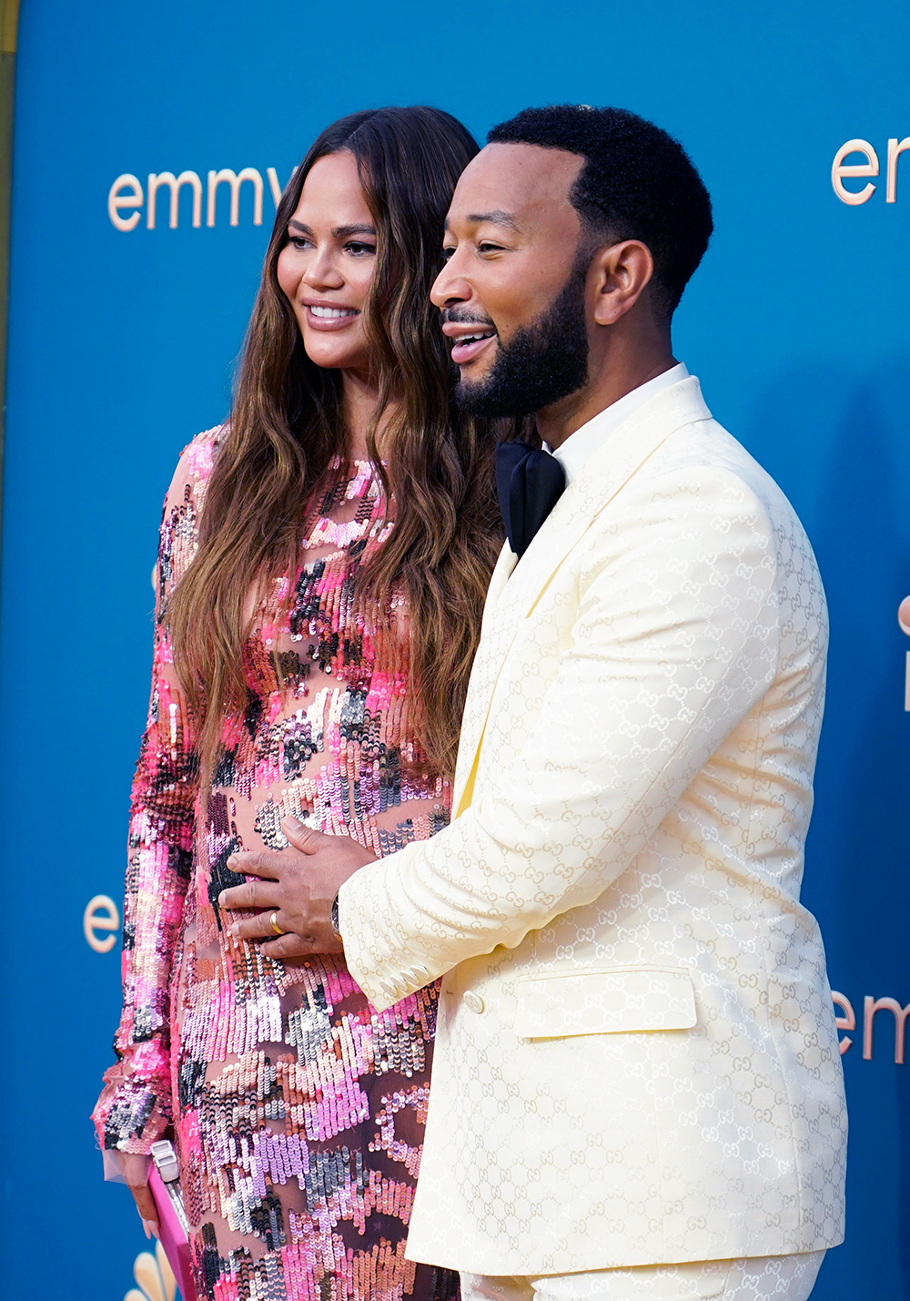 Chrissy Teigen, left, and John Legend arrive at the 74th Primetime Emmy Awards, at the Microsoft Theater in Los Angeles
2022 Primetime Emmy Awards - Arrivals, Los Angeles, United States - 12 Sep 2022