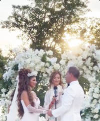 New Brunswick, NJ  - *EXCLUSIVE*  - *USA AND CANADA CLIENTS MUST CALL FOR RIGHTS*
Teresa Giudice has tied the knot again ... and TMZ has obtained video of the moment the 'Real Housewives of New Jersey' star said "I do!"

Teresa and fiancé Luis Ruelas got hitched Saturday night in front of 200 hundred family and friends at the fancy Park Chateau Estate & Garden in New Brunswick, NJ. Luis' sister, Dr. Veronica Ruelas, officiated the wedding.

Our video captured the 2 lovebirds face-to-face while holding hands and surrounded by white roses as Veronica read their vows.

After Luis said, "I do," his sister turned to Teresa and asked, "And Teresa do you take Luis as your husband, your best friend and partner in life?

Teresa smiled and said, "Yes, I do." Veronica became the comedian ... "To overlook the endless dog hair on your white furniture?"

Looking to the sky, Teresa laughed and again said "Yes" before Veronica wrapped up and made it official.

By the way, Teresa looked stunning in her all-white dress with a long vale and tiara. Luis didn't look too shabby either in his white blazer and black slacks.

Of course, Teresa's 4 daughters -- Gia, Gabriella, Milania and Audriana -- were in attendance and wore light pink gowns. Luis' 2 sons, David and Nicholas, also enjoyed the festivities.

The kids helped light the ceremony's unity candles after Teresa had walked down the aisle to the sounds of violins and the song, "Ave Maria," to honor her late parents.

RHONJ costars Jennifer Aydin, Dolores Catania and Margaret Josephs, were reportedly also present, as were 'Real Housewives of New York' alums Dorinda Medley and Jill Zarin.

This was Teresa's second trip down the aisle. As you know ... she divorced her first husband, Joe, who now lives in Italy after getting deported following his federal conviction for tax fraud.
*MANDATORY CREDIT: TMZ/BACKGRID*

Pictured: Teresa Giudice, Luis Ruelas

BACKGRID USA 6 AUGUST 2022 

BYLINE MUST READ: TMZ / BACKGRID

**USA and Canada Clie