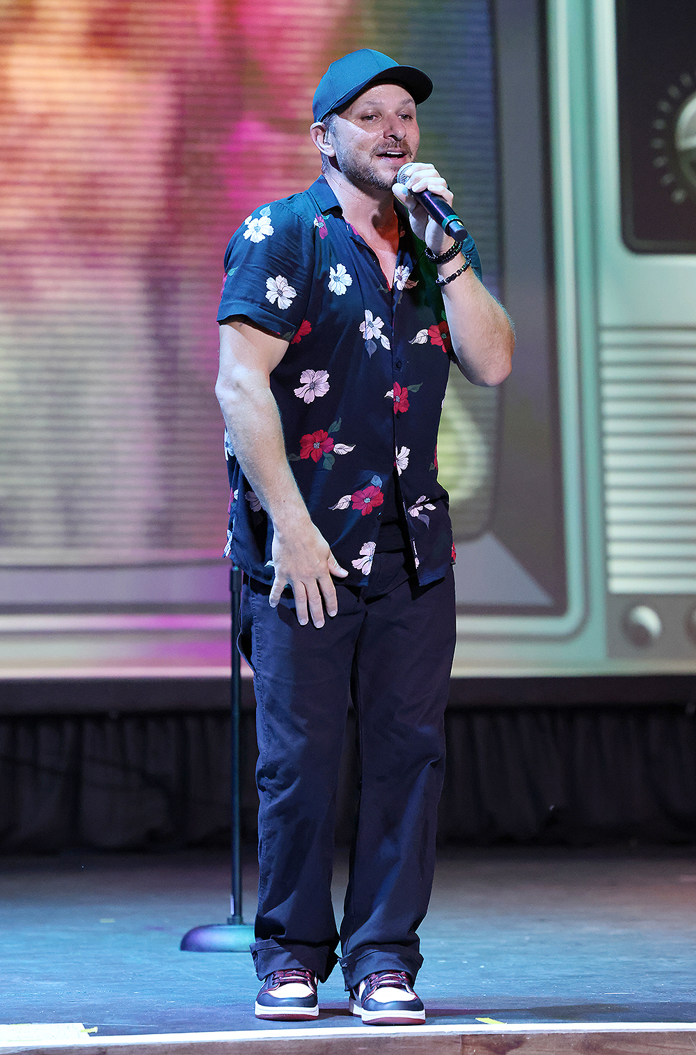 PROVIDENCIALES, TURKS AND CAICOS - AUGUST 31:  Drew Lachey is seen performing on stage during the 98 Degrees Ultimate Throwback Concert at Beaches Turks & Caicos Resort Villages & Spa on August 31, 2022 in Providenciales, Turks and Caicos.  (Photo by Alexander Tamargo/Getty Images for Beaches Resorts) *** Local Caption *** Drew Lachey