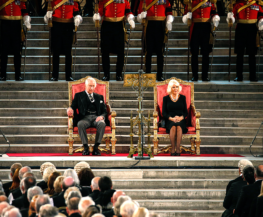 King Charles III, Accompanied By Camilla Queen Consort, Attends The Palace Of Westminster To Receive Addresses From Both Houses Of Parliament POOL