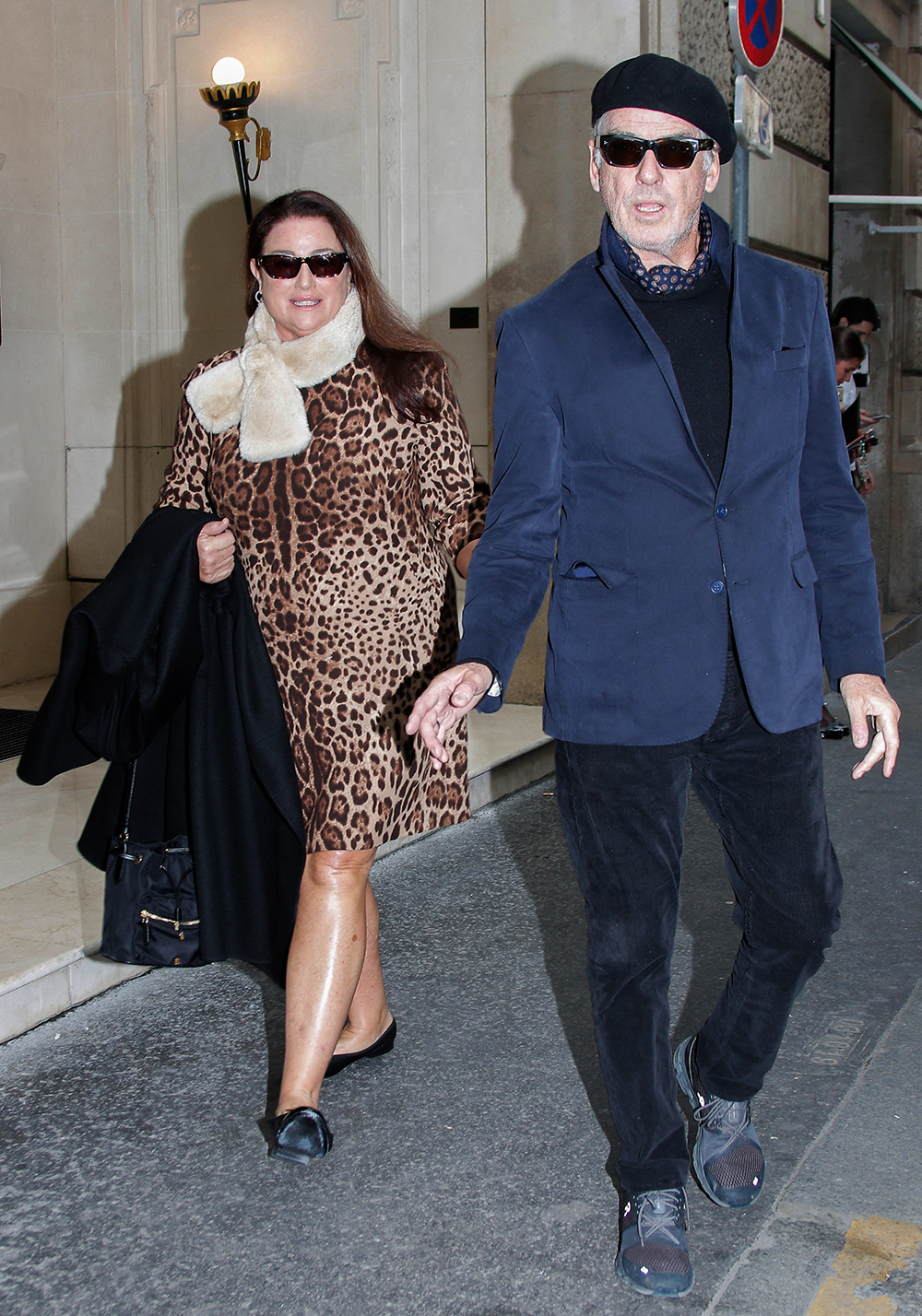 EXCLUSIVE: Pierce Brosnan and Keely Shaye Smith leaving their hotel for lunch in Paris