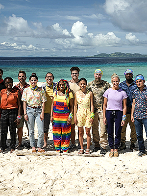 Cast from SURVIVOR Season 43. Pictured (L-R): Justine Brennan, Jesse Lopez, Noelle Lambert, Dwight Moore, Nneka Ejere, Cody Assenmacher, Elisabeth "Elie" Scott, Owen Knight, Morriah Young, Sami Layadi, Jeanine Zheng, Mike 'Gabler' Gabler, Lindsay Carmine, James Jones, Geo Bustamante, Ryan Medrano, Karla Cruz Godoy and Cassidy Clark. -- Photo: Robert Voets/CBS ©2022 CBS Broadcasting, Inc. All Rights Reserved.