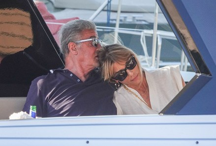 *EXCLUSIVE* PORTO CERVO, ITALY  - Love is in the air for the Hollywood star Sylvester Stallone and his wife Jennifer Flavin as they show their affection as they chill out on their boat after a day of shopping in town during their European trip in Porto Cervo, Italy.

Pictured: Sylvester Stallone - Jennifer Flavin

BACKGRID USA 15 JULY 2023 

BYLINE MUST READ: FREZZA LA FATA - COBRA TEAM / BACKGRID

USA: +1 310 798 9111 / usasales@backgrid.com

UK: +44 208 344 2007 / uksales@backgrid.com

*UK Clients - Pictures Containing Children
Please Pixelate Face Prior To Publication*