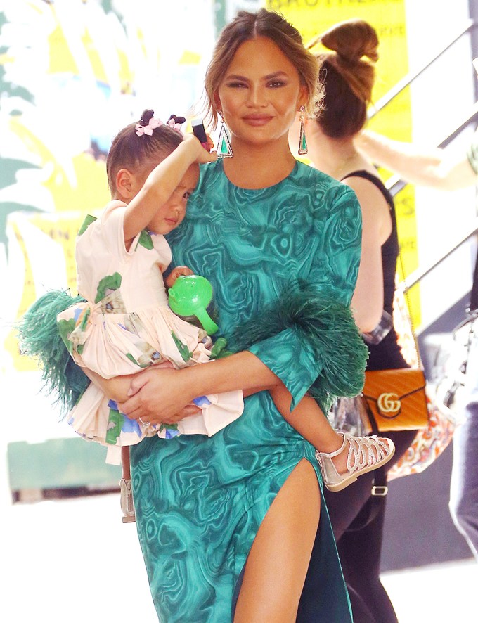 Chrissy Teigen And Daughter Luna In New York