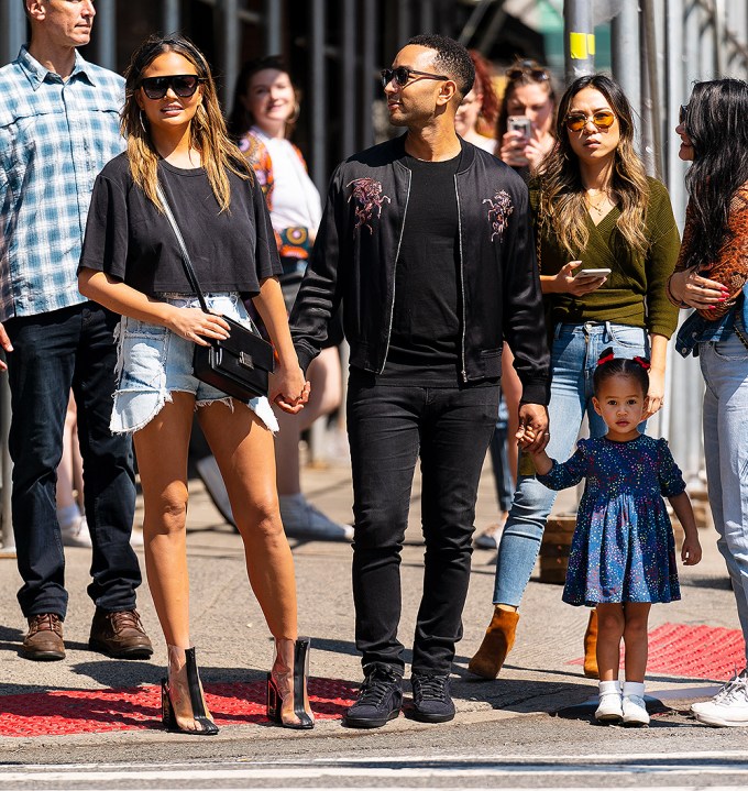 John Legend & Chrissy Teigen Take Luna For a Walk