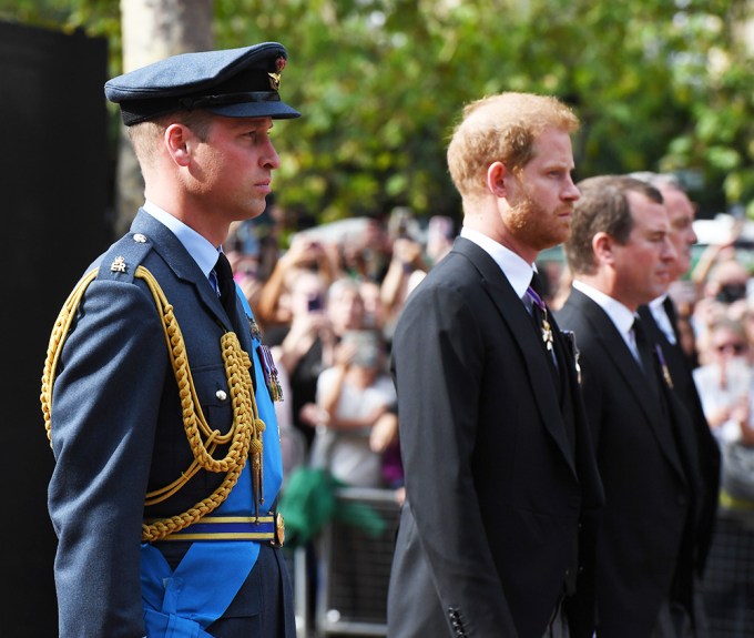 Prince William & Prince Harry Follow The Queen’s Coffin