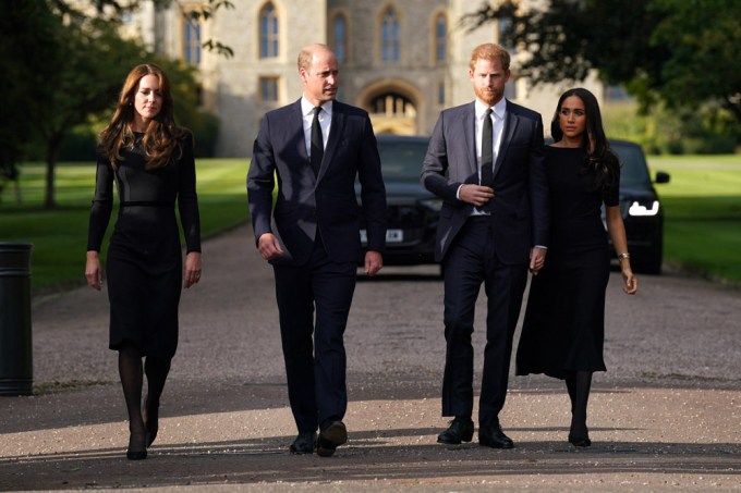 The royal couples walking in Windsor