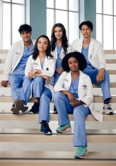 GREY’S ANATOMY - ABC’s “Grey’s Anatomy” stars Nicko Terho as Lucas Adams, Midori Francis as Mika Yasuda, Adelaide Kane as Jules Millin, Alexis Floyd as Simone Griffith and Harry Shum Jr. As Daniel “Blue” Kwan. (ABC/Nino Muñoz)