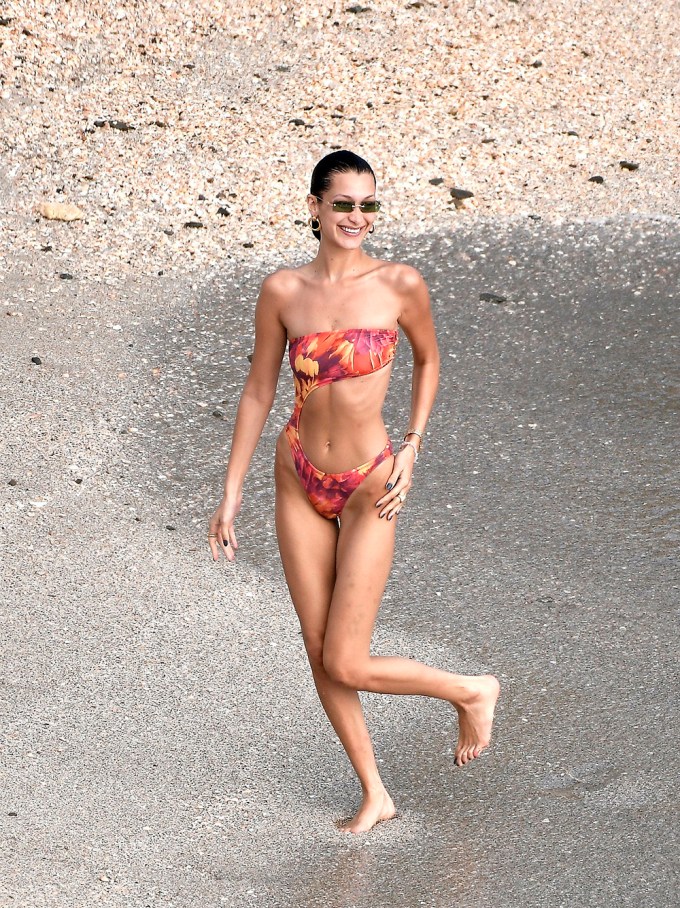 Bella Hadid Strolls On The Beach