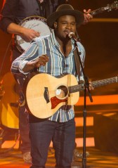 From left, Dexter Roberts, Darius Rucker, and CJ Harris perform on stage at the American Idol XIII finale at the Nokia Theatre at L.A. Live, in Los Angeles
American Idol XIII Finale - Show, Los Angeles, USA