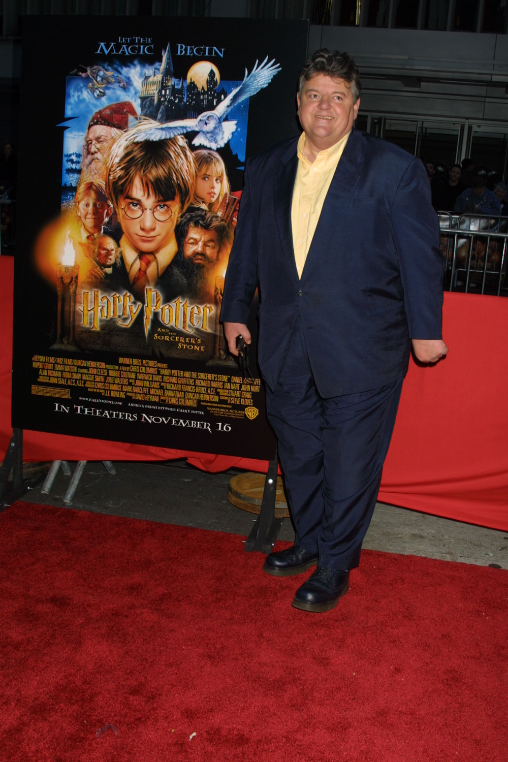 The films Robbie Coltrane arriving to the premiere of Harry Potter and the Sorcerers Stone at the Ziegfeld Theatre in New York |City on November 11 2001.||Manhattan New York||PhotoÂ Matt Baron/BEI