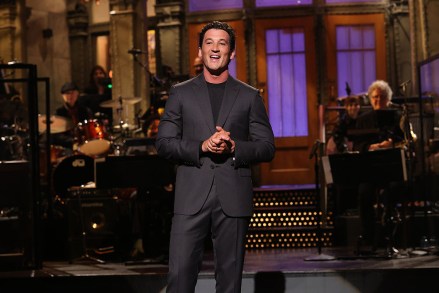 SATURDAY NIGHT LIVE -- “Miles Teller, Kendrick Lamar” Episode 1827 -- Pictured: Host Miles Teller during the monologue on Saturday, October 1, 2022 -- (Photo by: Will Heath/NBC)