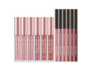 A set of lip stick with matching lip liners.