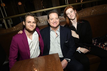 NEW YORK - NOVEMBER 29: Ty Simpkins, Brendan Fraser and Holden Fraser at New York Premiere of A24's "The Whale".'The Whale' film premiere, New York, USA - 29 Nov 2022