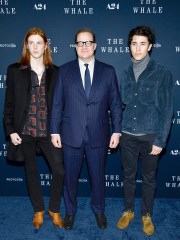 Actor Brendan Fraser, center, poses with his sons Leland Fraser, left, and Holden Fraser attend the premiere of "The Whale" at Alice Tully Hall, in New York
NY Premiere of "The Whale", New York, United States - 29 Nov 2022