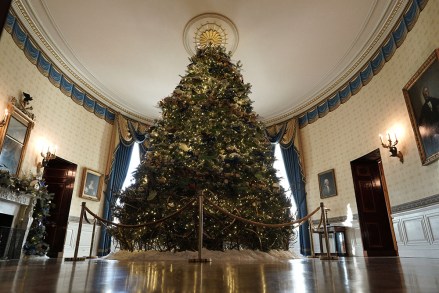 Holiday decorations are seen at the White House in Washington on November 30, 2022. Jill Biden chose a "We the People" theme to deck the White House halls and to remind Americans of what unites them throughout the year, especially during the holidays.
White House Holiday Decor Preview - Washington, United States - 28 Nov 2022