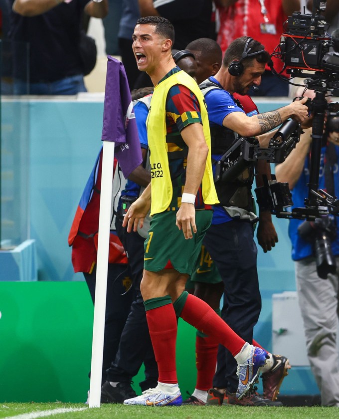 Ronaldo Cheers From The Bench