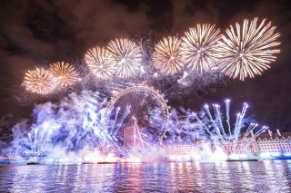 Fireworks explode around the London Eye during New Year's celebrations in central London to celebrate the New Year on January 1, 2023 in London, England. London's New Years' Eve firework display returned this year after it was cancelled during the Covid Pandemic.
New Year's Eve Fireworks In London, United Kingdom - 01 Jan 2023