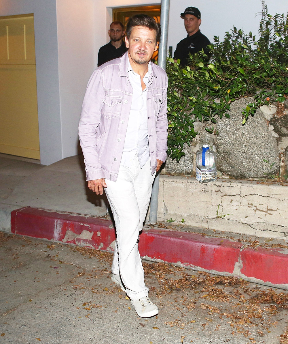 west hollywood, CA  - Actor Jeremy Renner brings a cheerful demeanor to Kate Beckinsale's 50th birthday celebration, joined by Casey Affleck, despite his ongoing recovery from a recent serious accident.

Pictured: Jeremy Renner, Casey Affleck

BACKGRID USA 30 JULY 2023 

USA: +1 310 798 9111 / usasales@backgrid.com

UK: +44 208 344 2007 / uksales@backgrid.com

*UK Clients - Pictures Containing Children
Please Pixelate Face Prior To Publication*