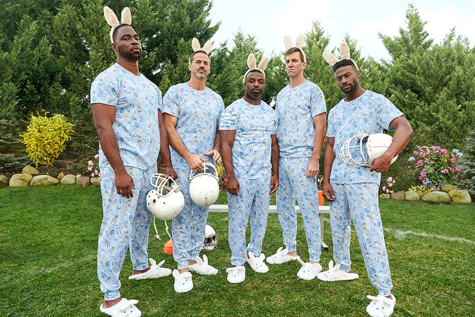 NFL legends Justin Tuck, Shaun O’Hara, Brian Westbrook, Eli Manning, and Emmanuel Sanders
