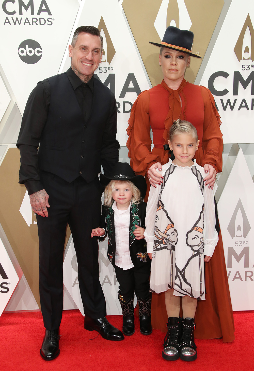 Pink, Carey Hart, Willow Sage Hart and Jameson Moon Hart
53rd Annual CMA Awards, Arrivals, Bridgestone Arena, Nashville, USA - 13 Nov 2019