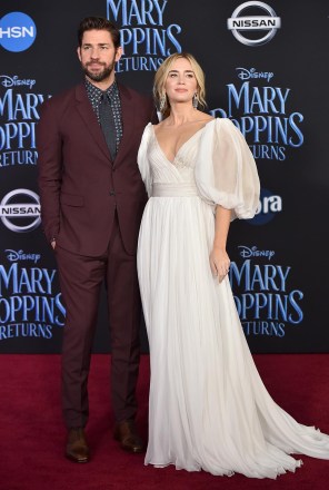 Premiere of Disney's "Mary Poppins Returns" at El Capitan Theatre, Hollywood, California. 29 Nov 2018 Pictured: Emily Blunt,John Krasinski. Photo credit: AXELLE/BAUER-GRIFFIN / MEGA TheMegaAgency.com +1 888 505 6342 (Mega Agency TagID: MEGA316168_006.jpg) [Photo via Mega Agency]