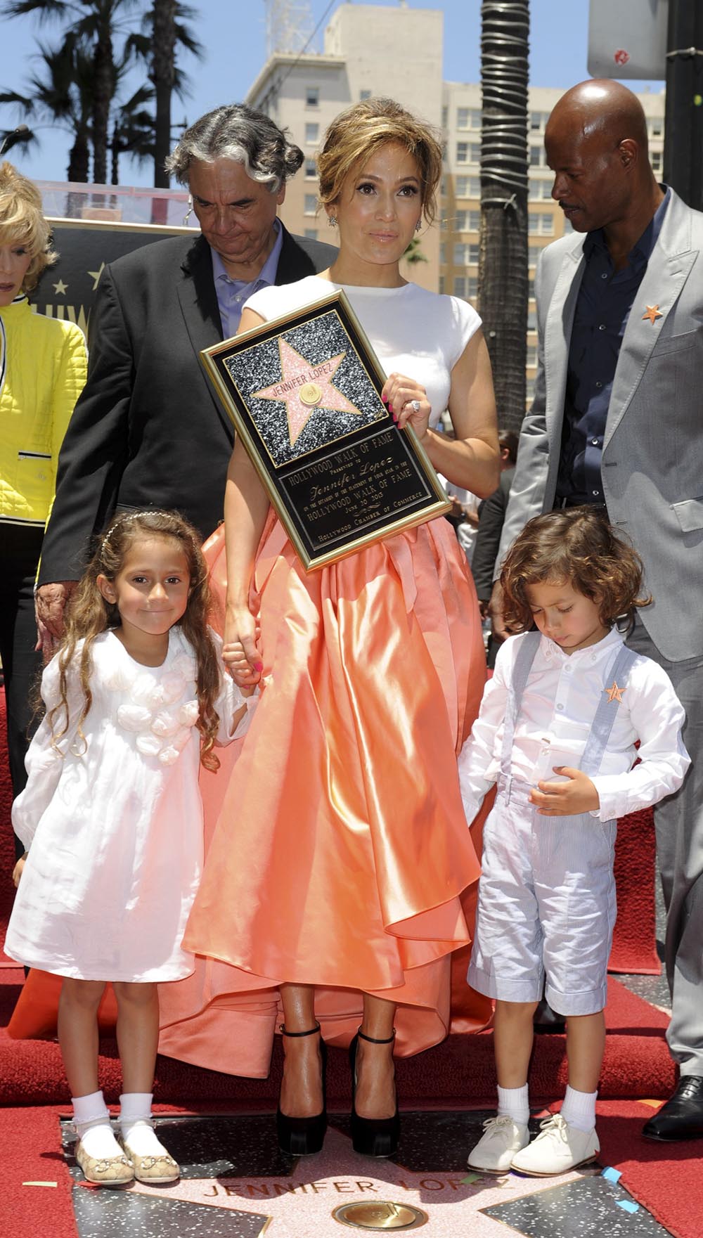 Jennifer Lopez, Max, Emme Maribel at the induction ceremony for Star on the Hollywood Walk of Fame for Jennifer Lopez, Hollywood Boulevard, Los Angeles, CA June 20, 2013. Photo By: Elizabeth Goodenough/Everett Collection