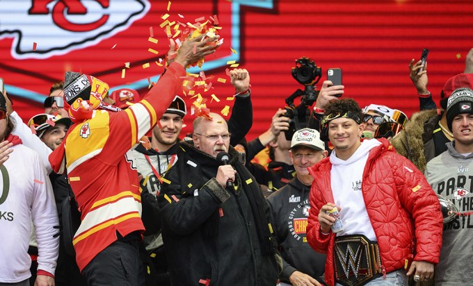 Coach Andy Reid Gets A Confetti Shower