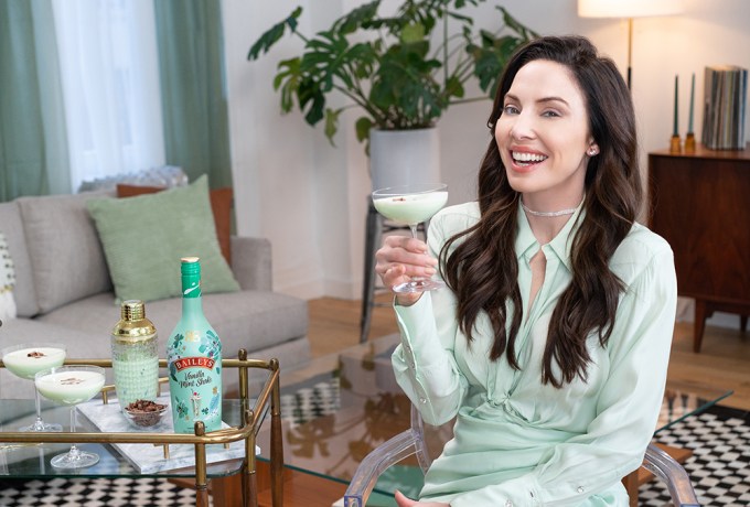 Comedian Whitney Cummings enjoying Baileys Vanilla Mint Shake ahead of St. Patrick’s Day!