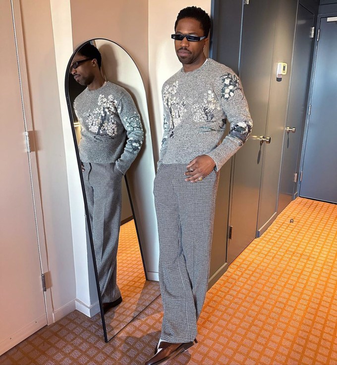 Dewshane Williams wears Thom Browne from FWRD Man