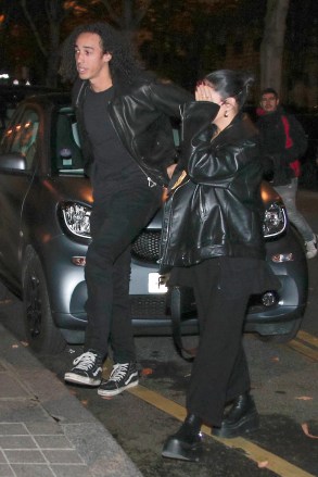 Cole Tucker and Vanessa Hudgens are seen arriving at their hotel in Paris. 13 Nov 2022 Pictured: Cole Tucker Vanessa Hudgens. Photo credit: Spread Pictures / MEGA TheMegaAgency.com +1 888 505 6342 (Mega Agency TagID: MEGA917589_006.jpg) [Photo via Mega Agency]