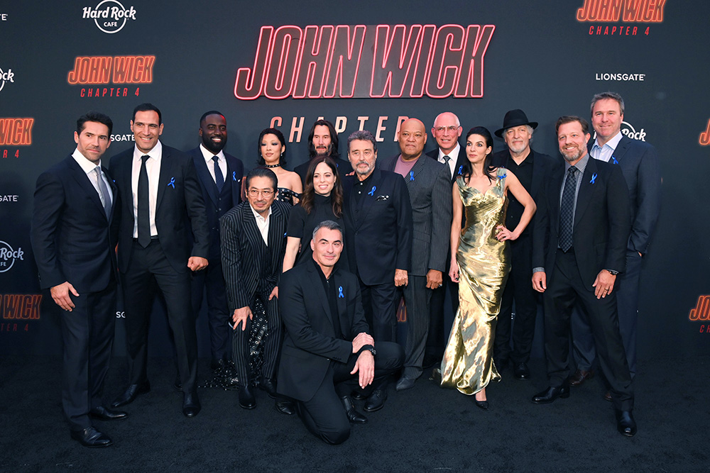 Marko Zaror, Scott Adkins, Shamier Anderson, Rina Sawayama, Hiroyuki Sanada, Keanu Reeves, Executive producer, Erica Lee, Producer, Chad Stahelski, Director/Producer, Ian McShane, Laurence Fishburne, Joe Drake, Natalia Tena, Clancy Brown, David Leitch, Executive Producer, and Basil Iwanyk, Producer
Lionsgate's 'John Wick: Chapter 4' film premiere, Los Angeles, California, USA - 20 Mar 2023