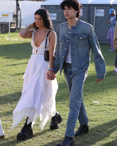 *EXCLUSIVE* Indio, CA  - Couple Landon Barker and Dixie D'Amelio arrive at the Coachella Music Festival in Indio to watch Blink 182.Pictured: Landon Barker, Dixie D'AmelioBACKGRID USA 14 APRIL 2023 USA: +1 310 798 9111 / usasales@backgrid.comUK: +44 208 344 2007 / uksales@backgrid.com*UK Clients - Pictures Containing ChildrenPlease Pixelate Face Prior To Publication*