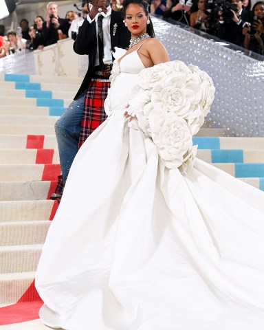 Rihanna and ASAP Rocky
The Metropolitan Museum of Art's Costume Institute Benefit, celebrating the opening of the Karl Lagerfeld: A Line of Beauty exhibition, Arrivals, New York, USA - 01 May 2023