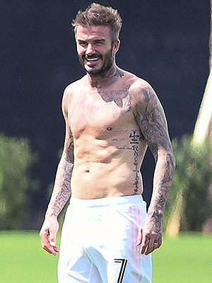 David Beckham shirtless
