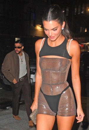 New York, NY  - Model Kendall Jenner leaves little to the imagination while heading to a private residence with her boyfriend Bad Bunny after the Met Gala in New York.

Pictured: Bad Bunny, Kendall Jenner

BACKGRID USA 1 MAY 2023 

BYLINE MUST READ: JosiahW / BACKGRID

USA: +1 310 798 9111 / usasales@backgrid.com

UK: +44 208 344 2007 / uksales@backgrid.com

*UK Clients - Pictures Containing Children
Please Pixelate Face Prior To Publication*