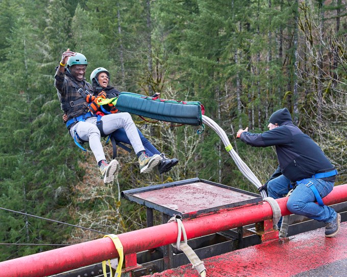 Charity Lawson & Dotun Olubeko Bungee Jumping