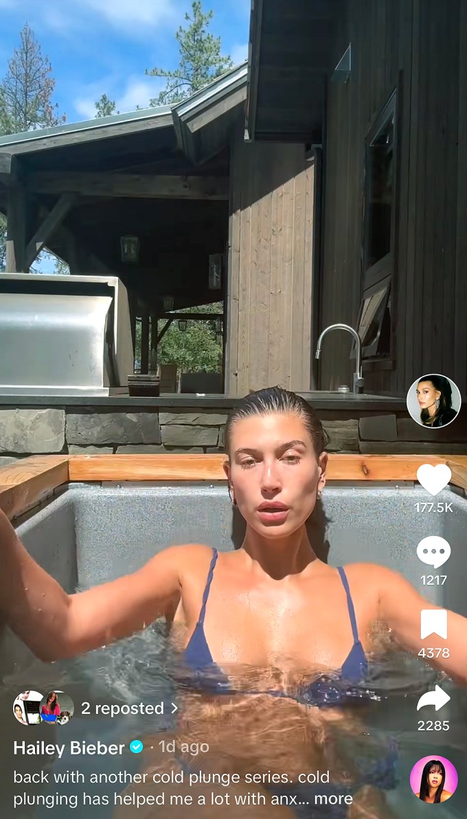 Hailey Bieber ice bath