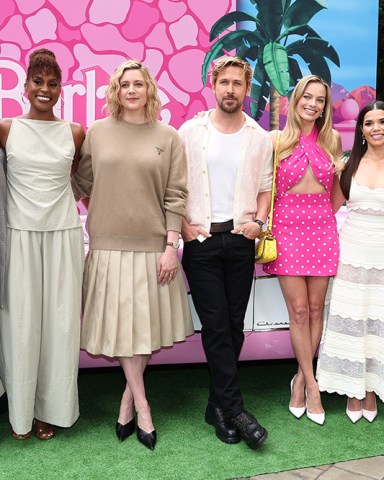 Kate McKinnon, Issa Rae, Greta Gerwig, Margot Robbie, America Ferrera and Michael Cera
'Barbie' film photocall, Los Angeles, California, USA - 25 Jun 2023