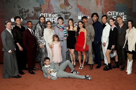 (L-R) John Cameron Mitchell, Ashley Zukerman, Xavier Clyde, Nico Tortorella, Jemima Kirke,  Evangeline Decker , Chaise Torio, Wyatt Oleff, Alexandra Doke, Chase Sui Wonders , Max Milner, Alexander Pineiro, Michael Tow, Kathleen Munroe, Jesse Peretz (Director) and Shawnee Smith
Special Screening of the Apple TV+ thrilling drama series "City on Fire" at the Alamo Drafthouse, Alamo Drafthouse, Brooklyn, Brooklyn, USA - 09 May 2023