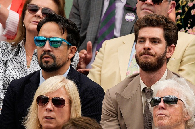 Lin-Manuel Miranda & Andrew Garfield sitting in their seats