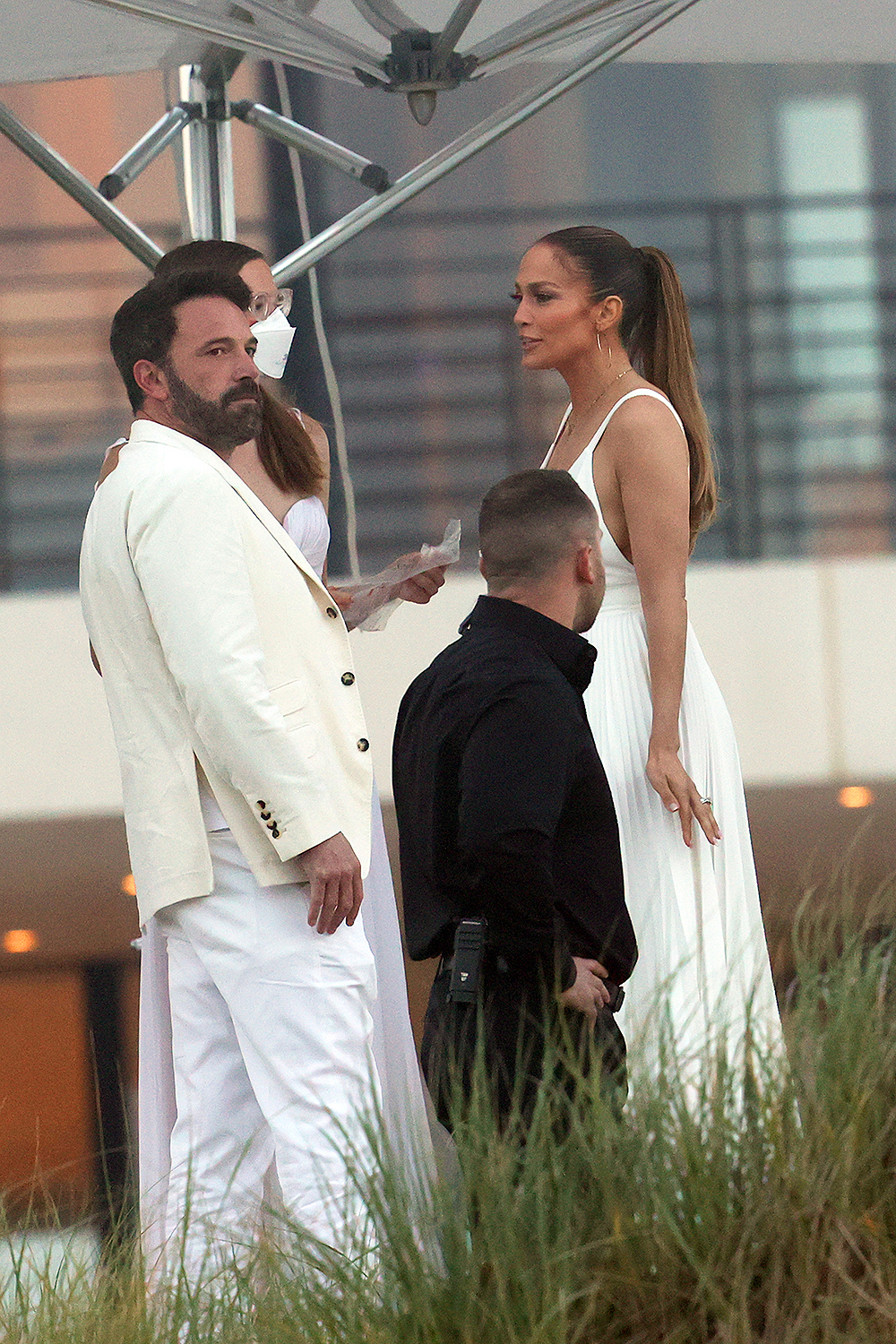 Jennifer Lopez, Ben Affleck And Linda Lopez Are Seen Arriving At Michael Rubin 4th Of July Party In The Hamptons New York This Evening